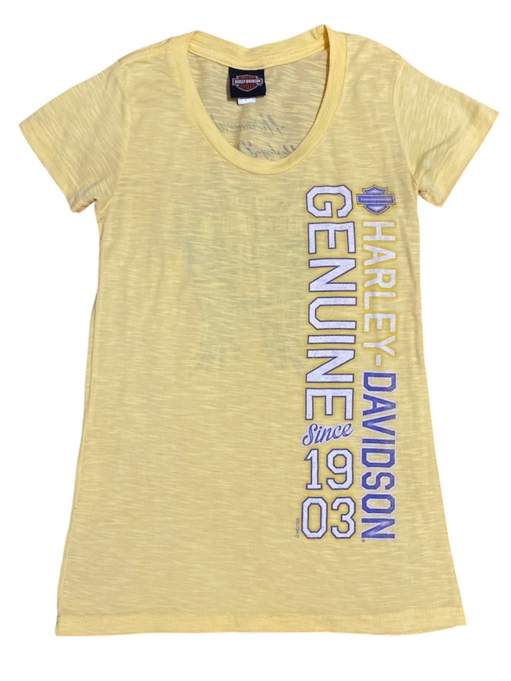 Harley Davidson Yellow Scoop Neck Graphic Tee
